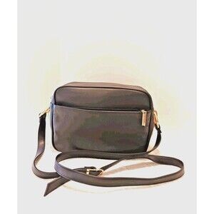 Giani Bernini Navy Blue Crossbody Purse Gold Tone Hardware Zip Pockets
